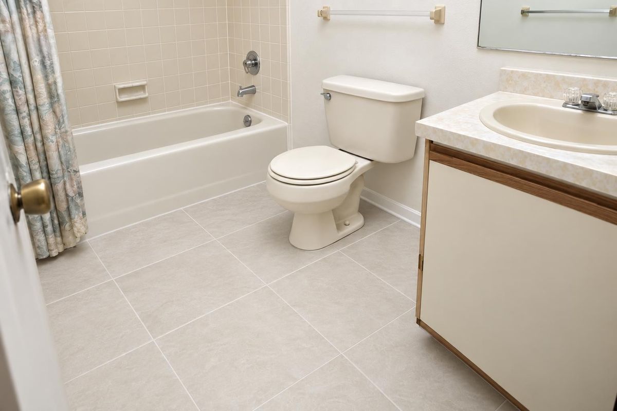 Cracked, dated bath tile, after the work
