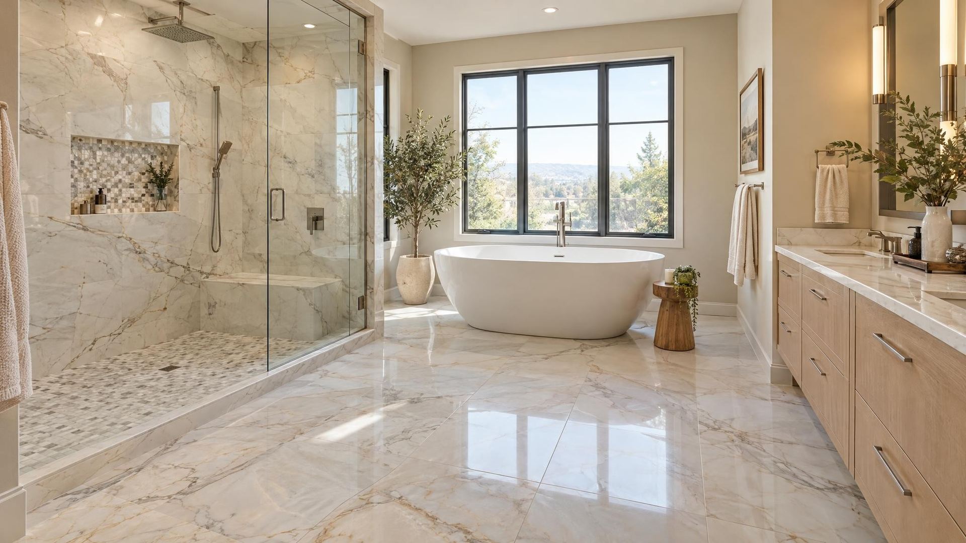 Tile and stone with crisp, clean lines